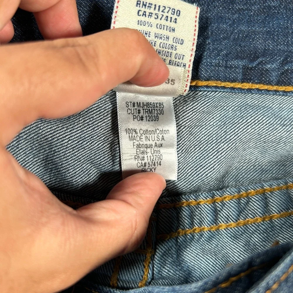 True‎ Religion Ricky Straight Jeans Mens 38 40x33 Flap Pockets Western USA Made